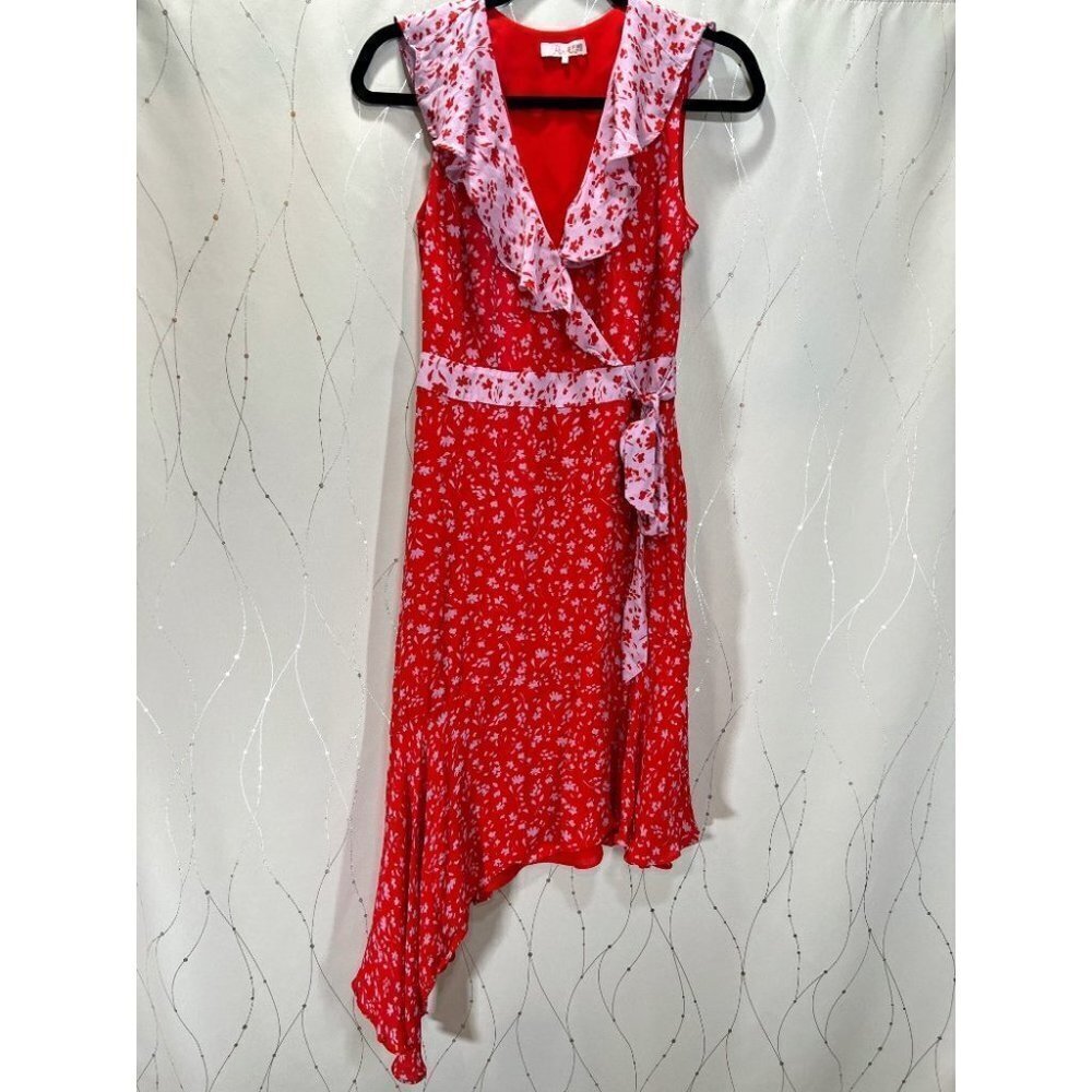 Parker Red Pink Jennifer Combo Midi Dress $358 - Picture 6 of 9
